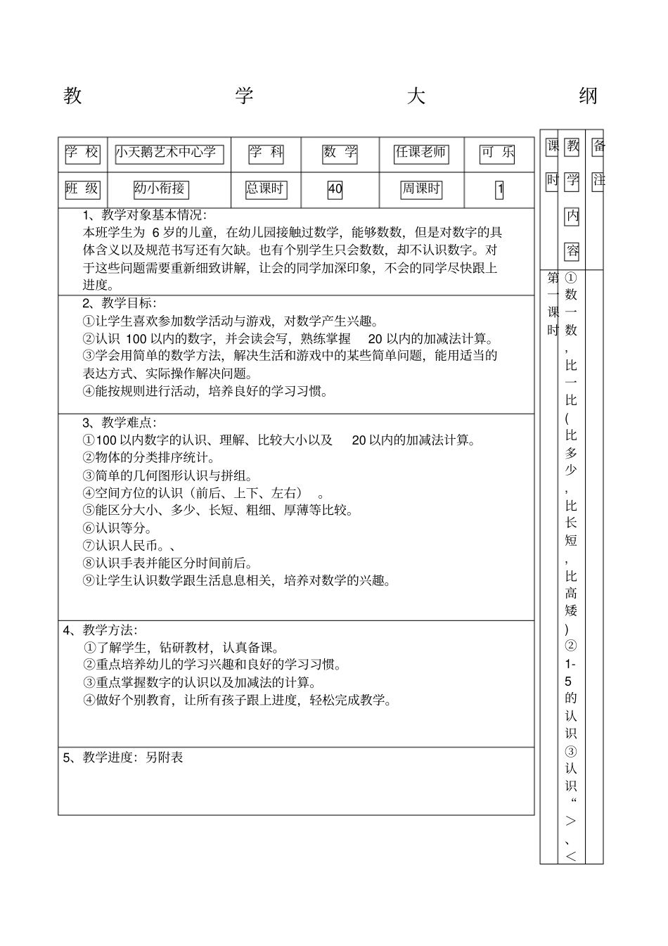 幼小衔接数学大纲_第1页