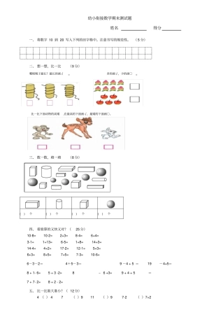 幼小衔接数学期末测试题