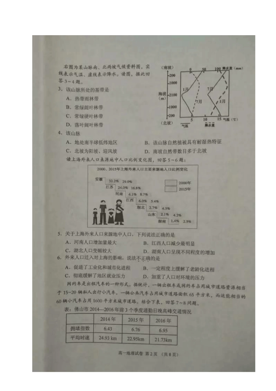 广东中山2012017学年高一地理下学期期末考试试题扫描版_第2页