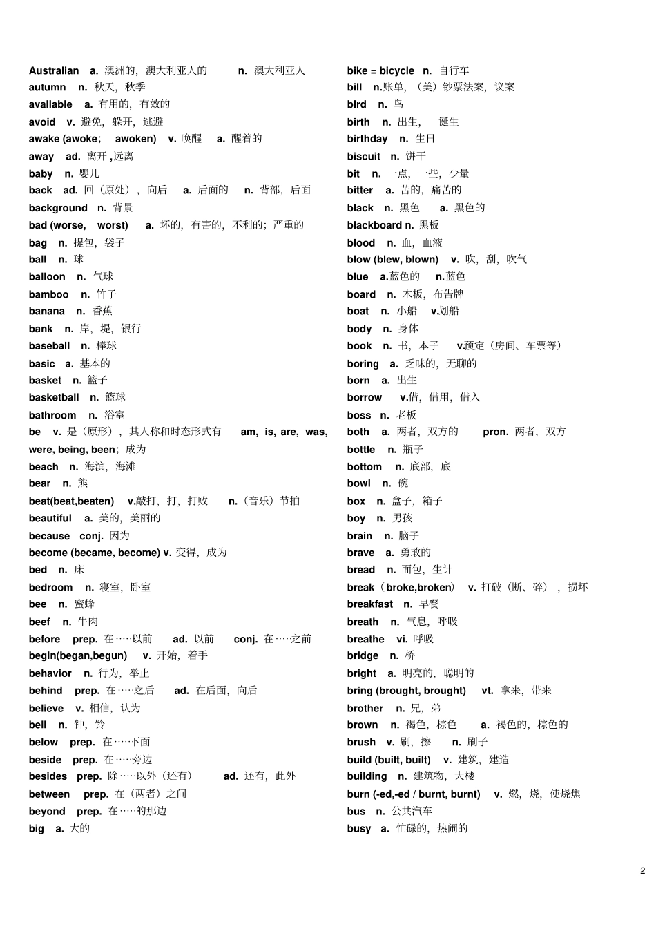 广东中考英语词汇总表汇总_第2页