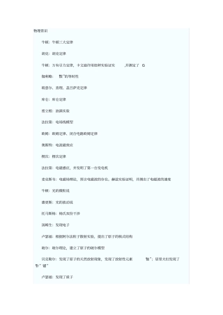 广东公务员考试物理常识汇集