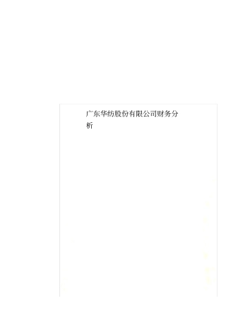 广东华纺股份有限公司财务分析