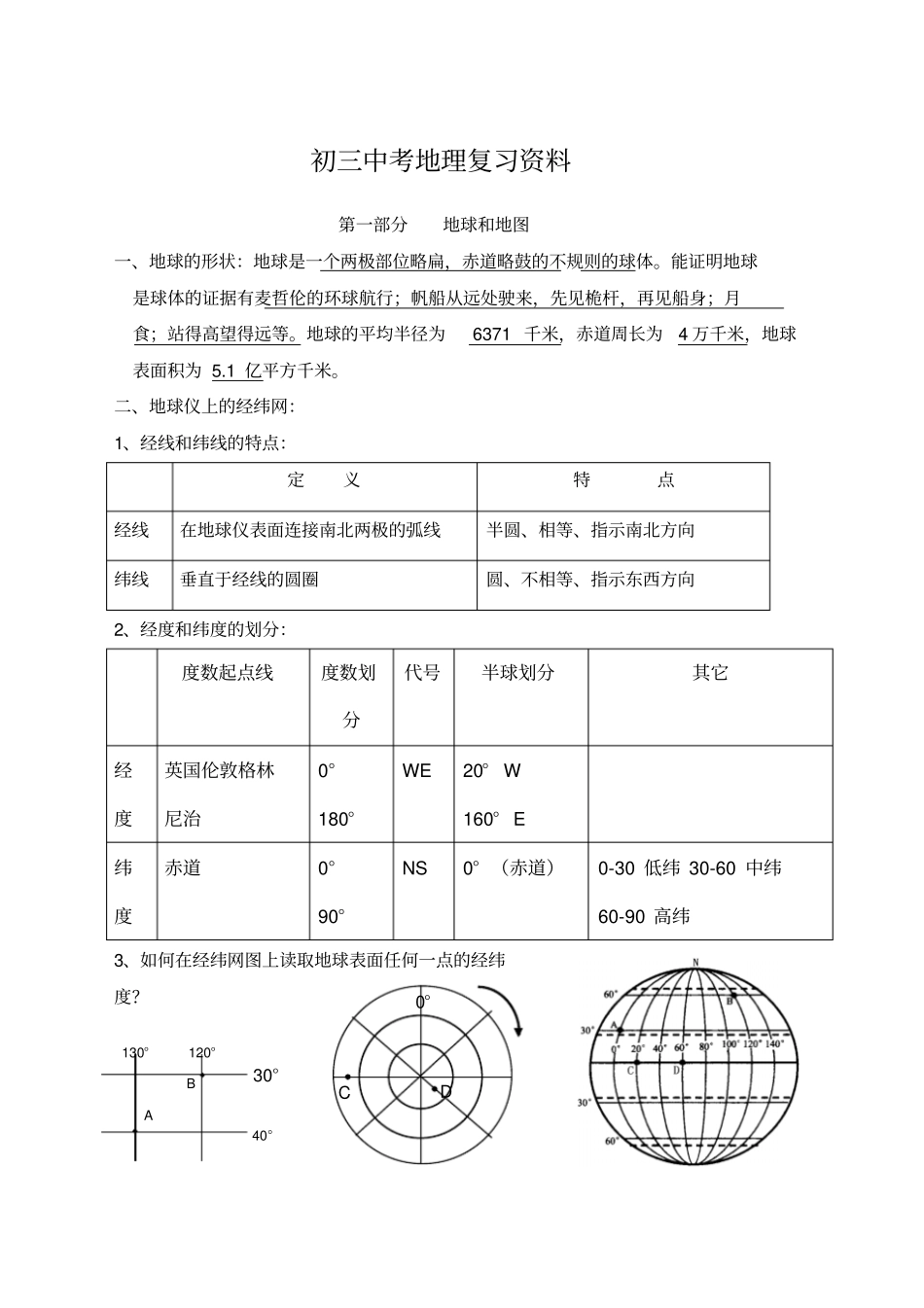 广东地理会考大纲整理的地理会考复习资料_第1页