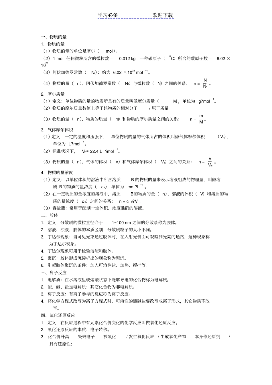 广东学业水平化学知识点总结_第1页