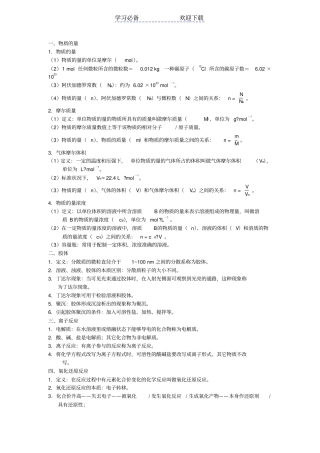 广东学业水平化学知识点总结
