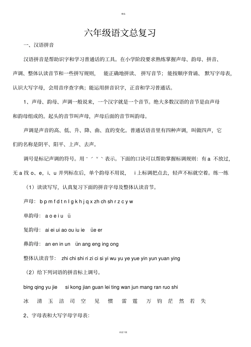 广东小升初语文总复习一_第1页