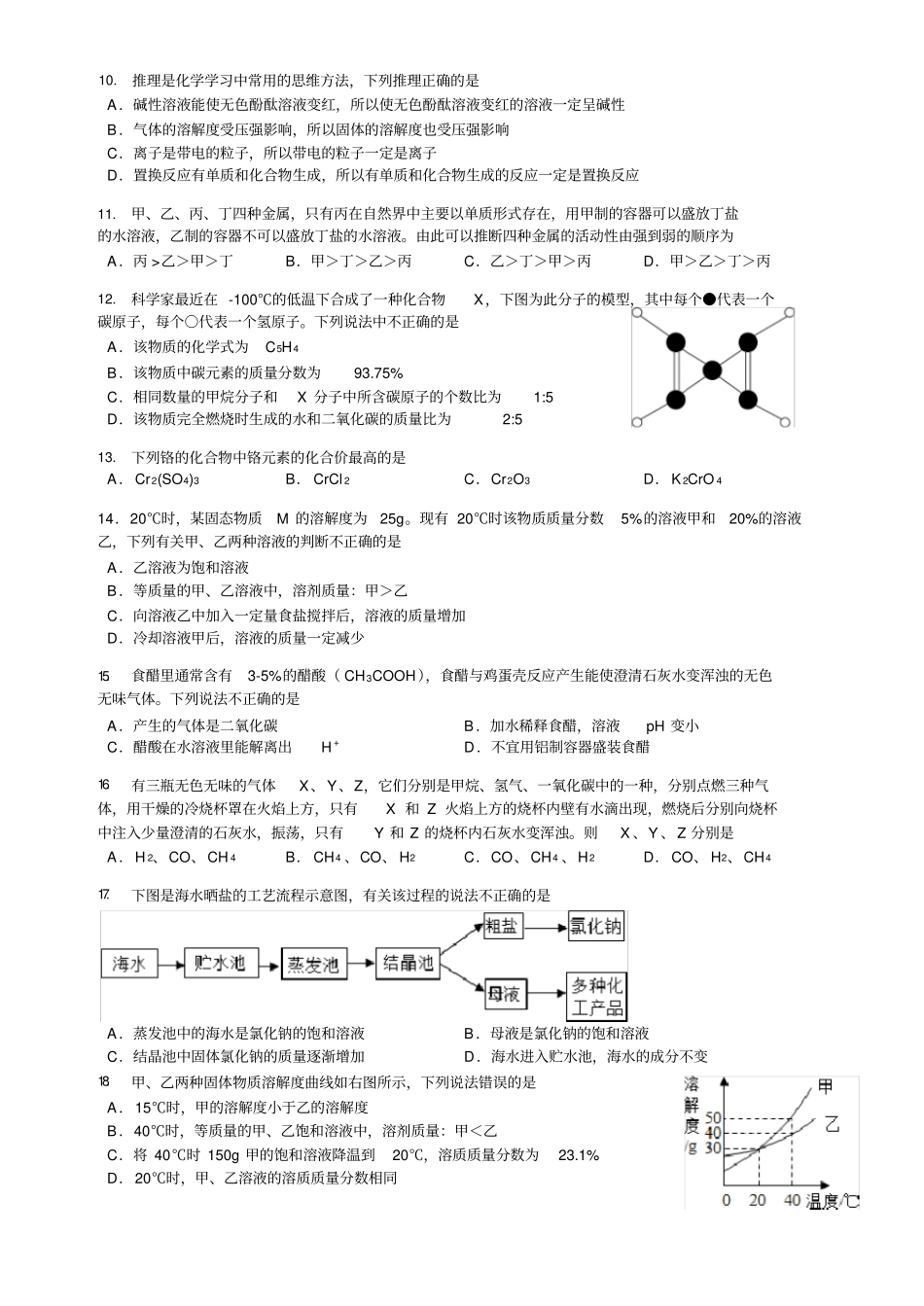 广东广州广大附中2019年中考一模化学试卷版_第2页