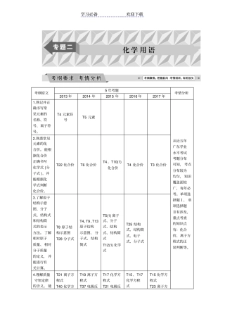 广东普通高中化学学业水平测试复习-专题二-化学用语