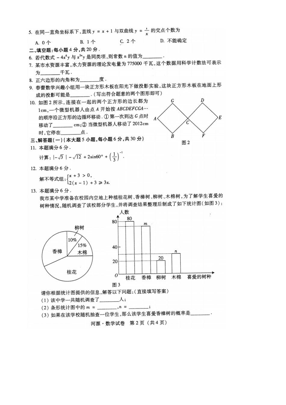 广东河源中考数学扫描版-中考数学试题_第2页
