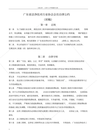 广东洁净技行业协会自律公约