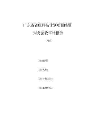 广东科技计划项目结题财务验收审计报告