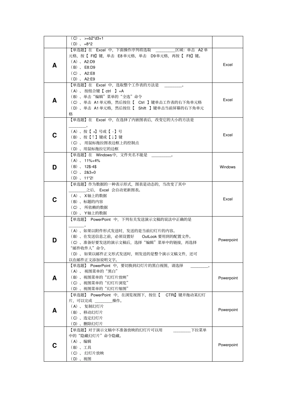 广东计算机一级选择题资料_第2页