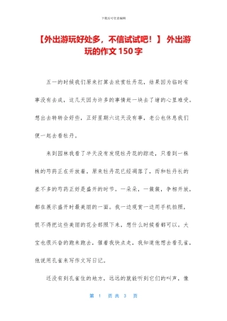 -外出游玩的作文150字
