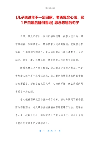 -思念老爸的句子