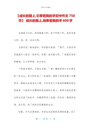-成长的路上-她牵着我的手600字