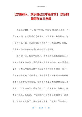 -快乐的暑假作文三年级