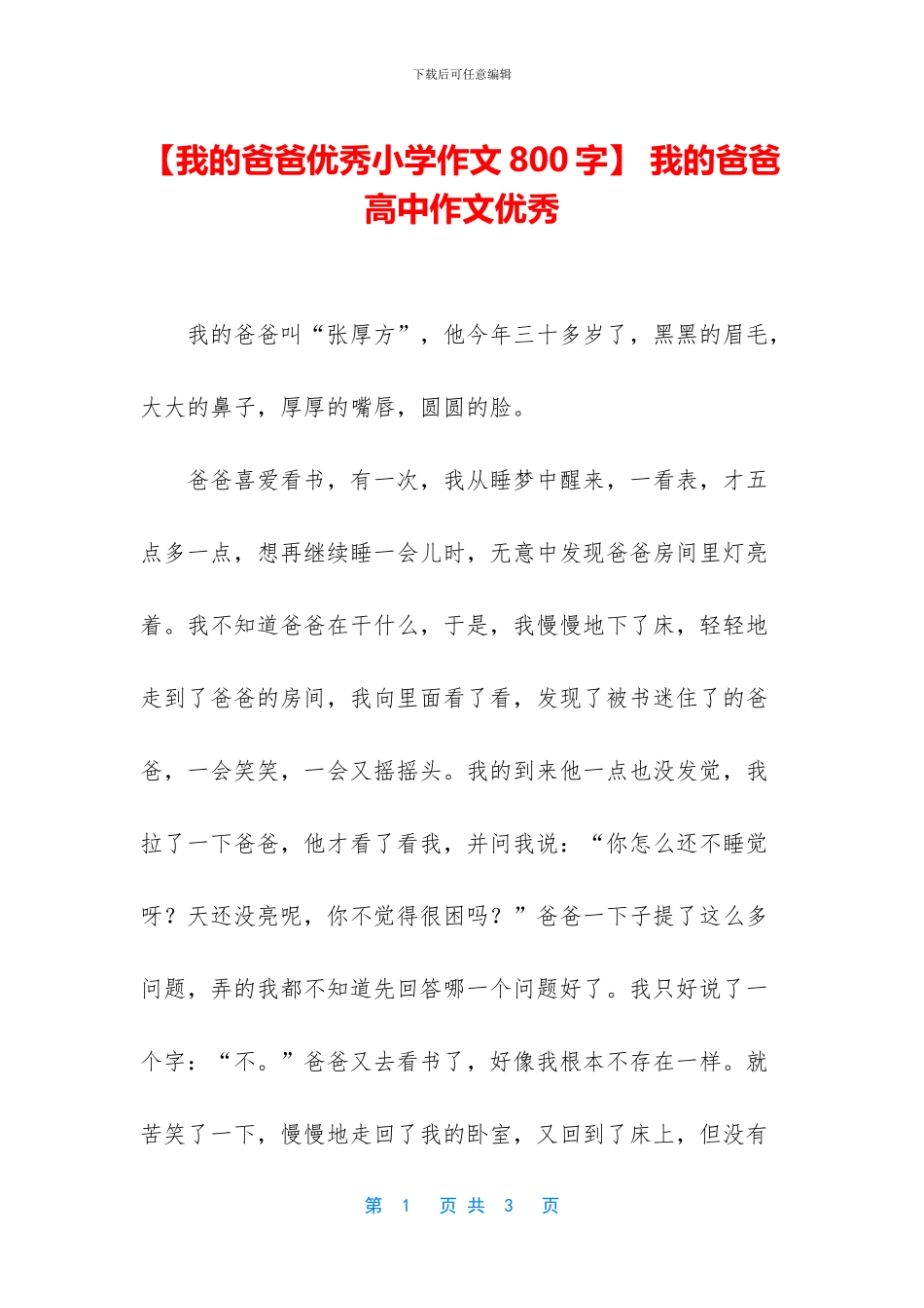 -我的爸爸高中作文优秀_第1页