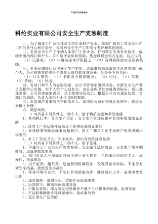 000科纶实业有限公司安全生产奖惩制度