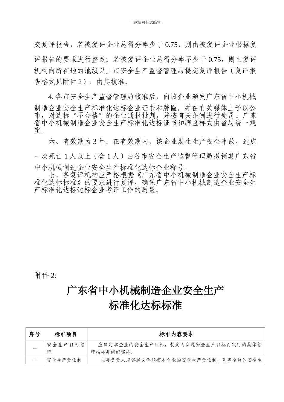 005-广东省中小机械制造企业安全生产标准化达标办法及评定标准_第3页
