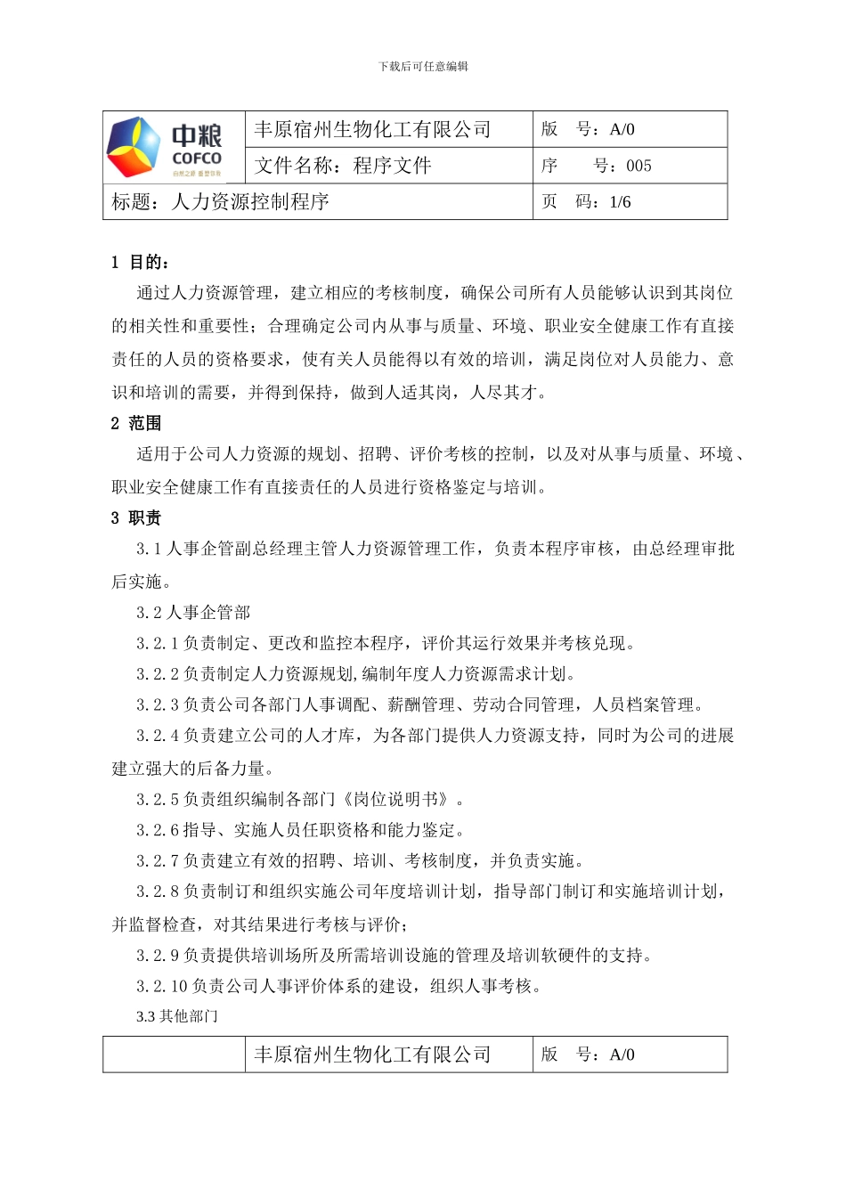 005人力资源控制程序_第1页