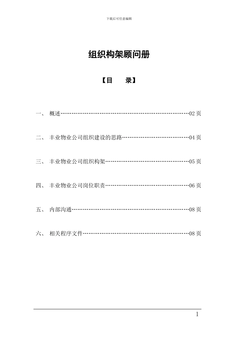 01.物业管理公司组织架构顾问册_第1页