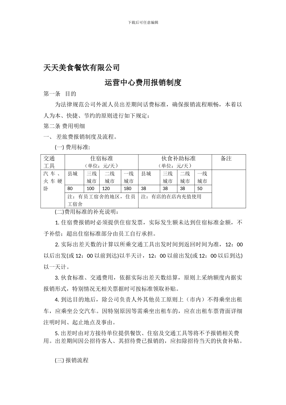 010天天美食运营中心费用报销制度_第1页