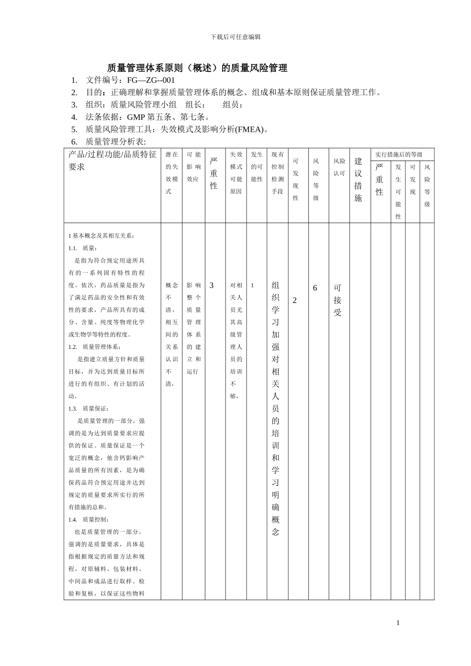 01质量管理体系原则的质量风险管理_第1页