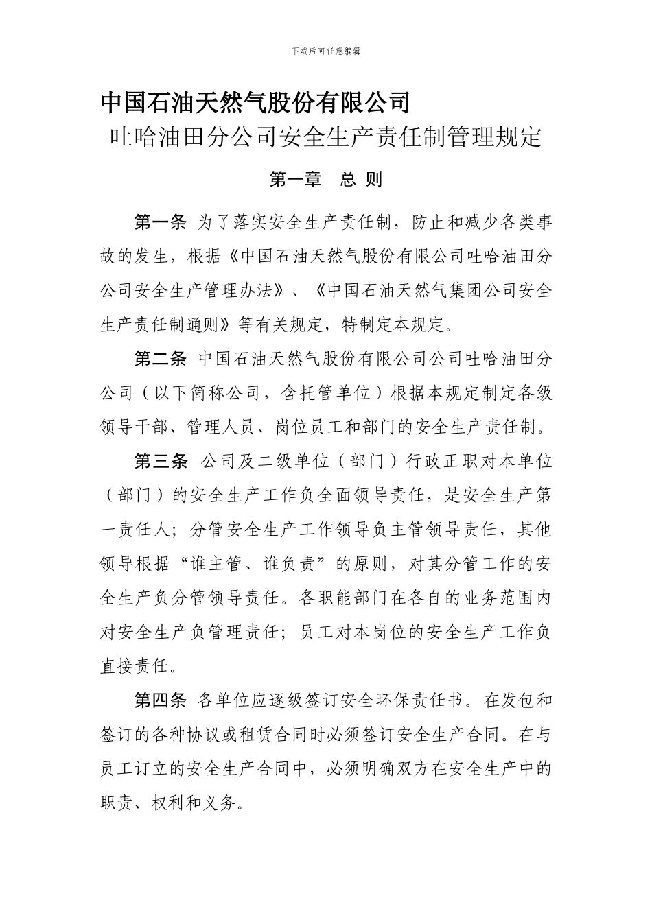 02吐哈油田分公司安全生产责任制管理_第1页