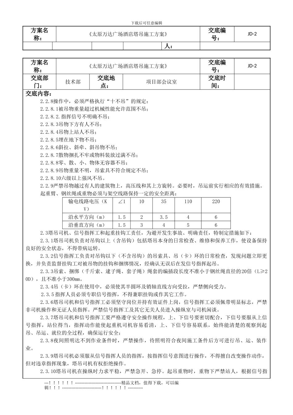 02酒店塔吊施工方案交底指导书_第2页