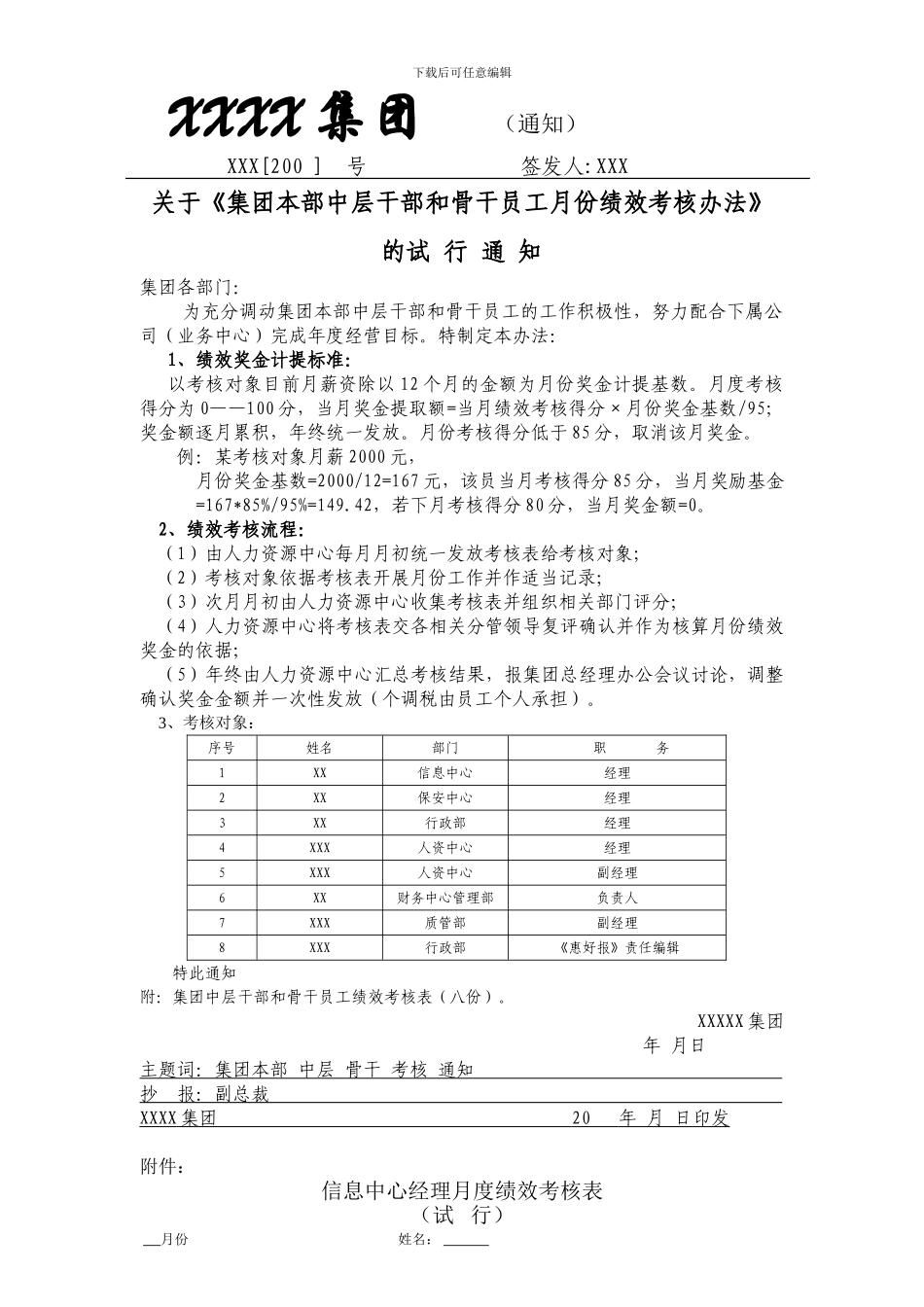 04部门考核方案实施办法_第1页
