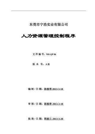 06人力资源管理控制程序2