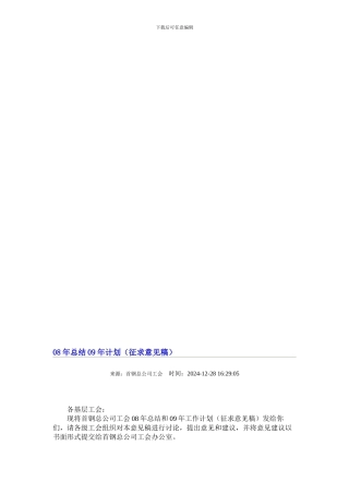 08年总结09年计划首钢)