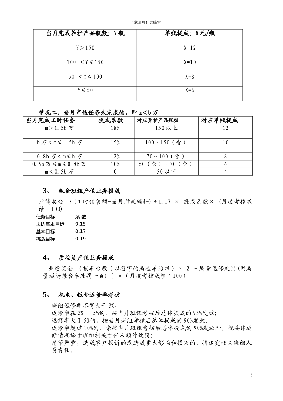 1)汽车4S店售后服务部工资提成与绩效考核方案_第3页