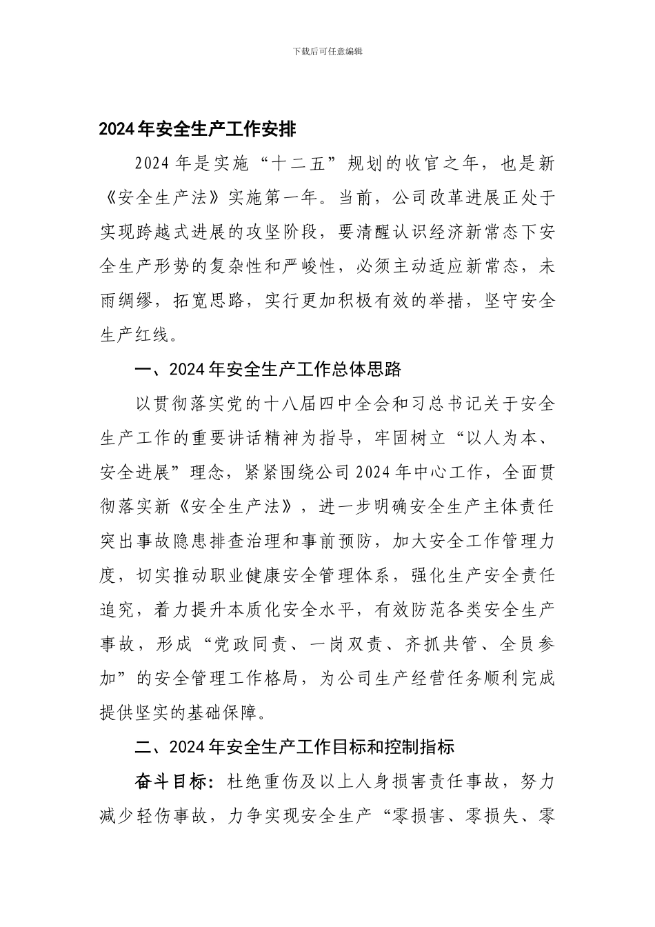 1-2024年公司安全生产工作报告_第1页