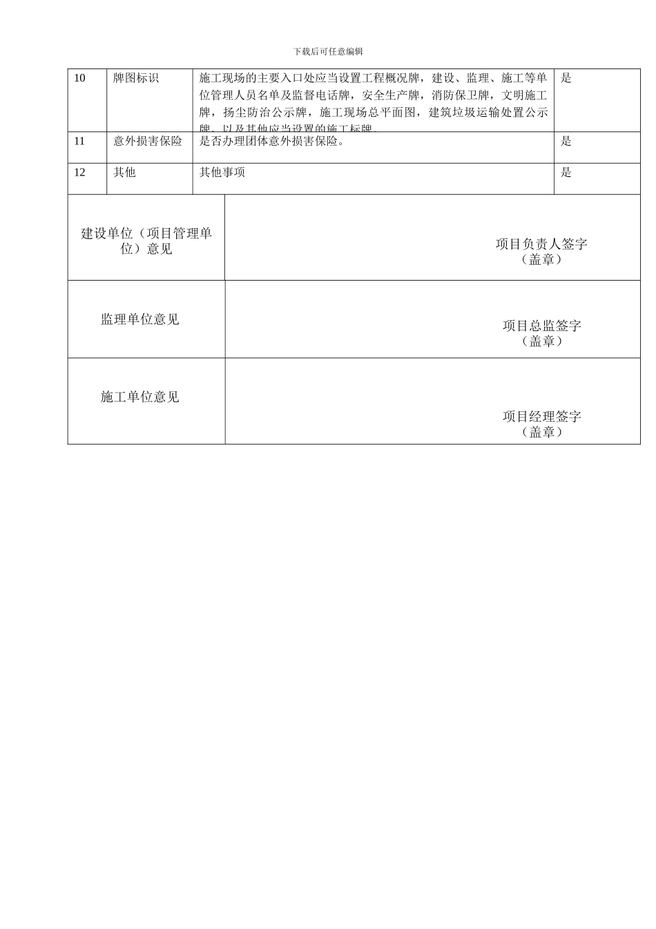 1-1建设工程安全生产文明施工条件自查表_第2页