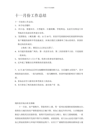 11月份工作总结