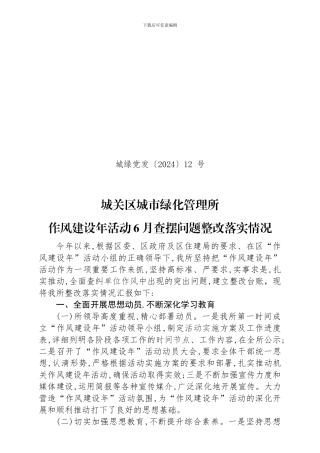 12作风建设年活动查摆问题整改落实情况