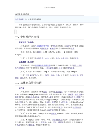 18类常用急救药品
