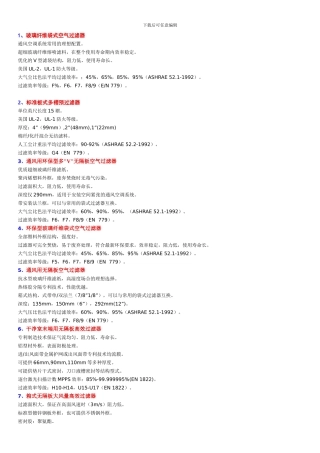 1、玻璃纤维袋式空气过滤器