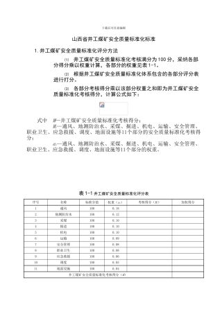 1晋煤安发500号山西省煤矿安全质量标准化基本要求及评分方法