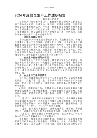 2008年度安全生产工作述职报告