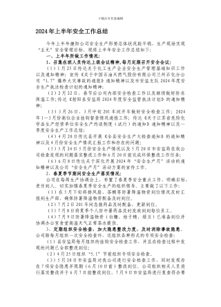 2010年上半年安全工作总结