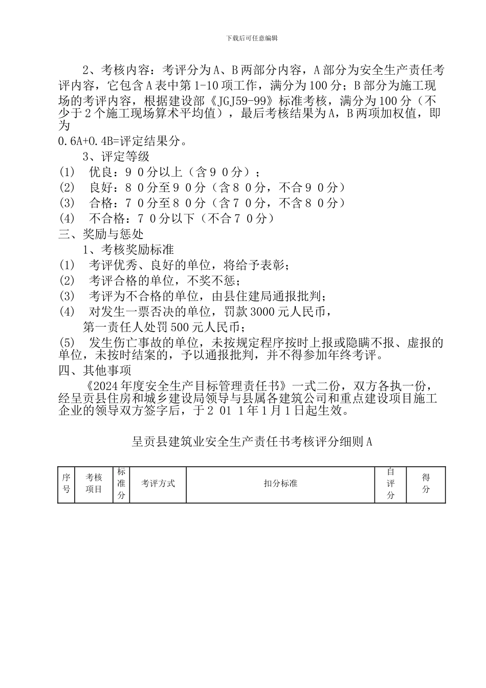 2011年度安全生产目标管理责任书_第3页