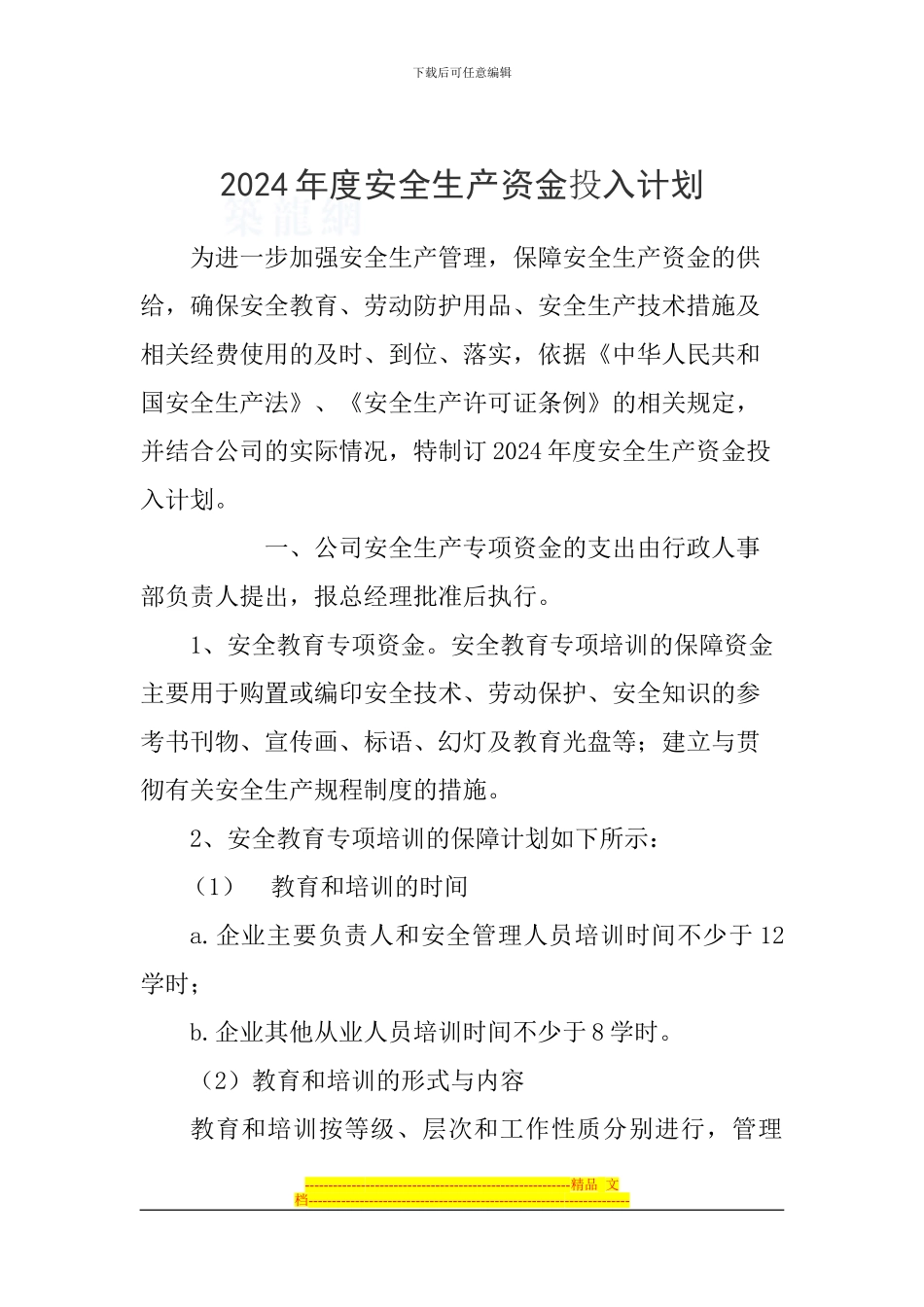 2013年度安全生产资金投入计划_第1页