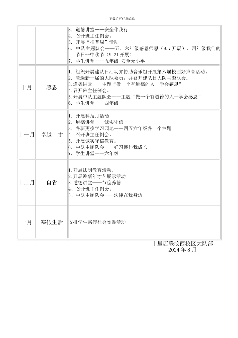 2024-2024学年第一学期大队部工作计划_第3页