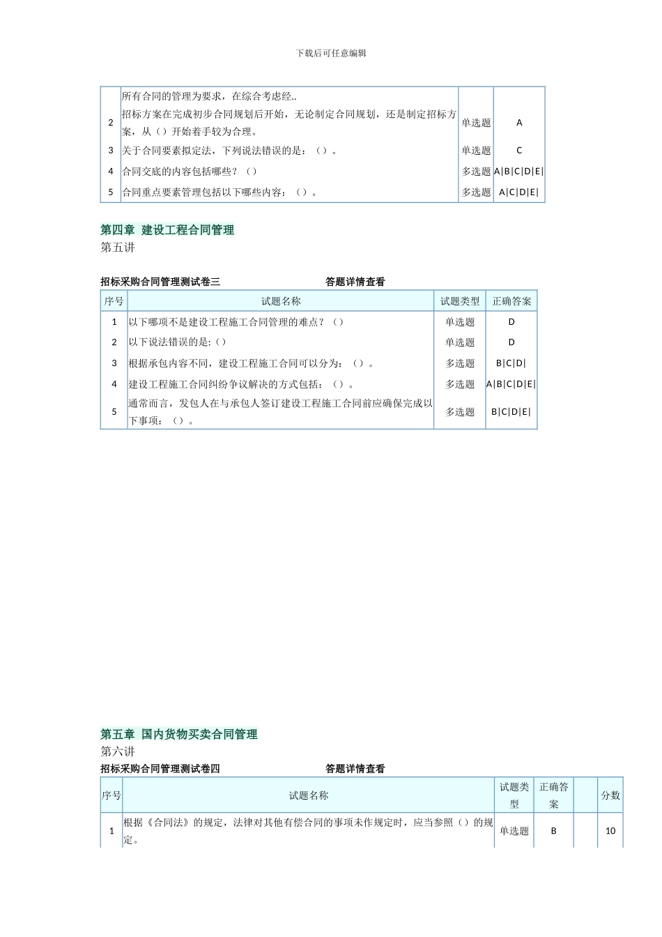 2024-2024招标师继续教育招标采购合同管理答案_第2页