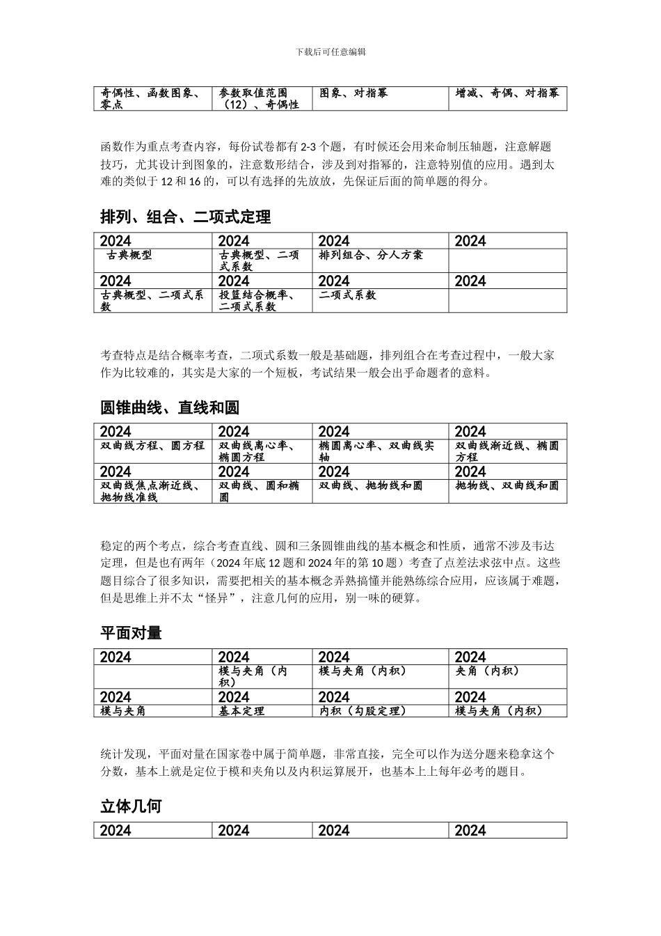 2024-2024数学全国卷分析_第3页