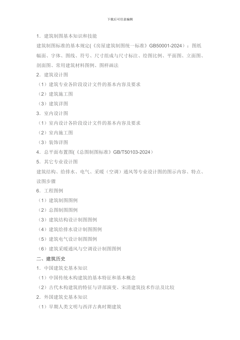 2024-建筑学中级职称考试大纲_第2页