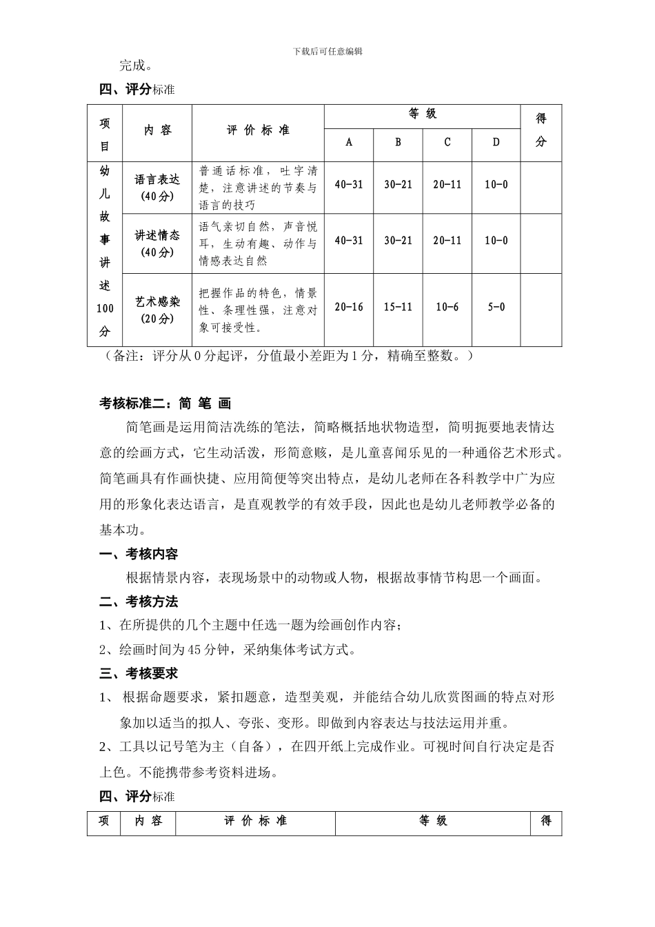 2024.4学前教育专业技能考核标准_第3页