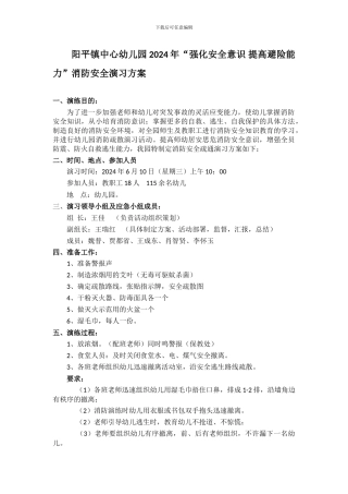 2024.6消防安全演习方案、解说词、总结